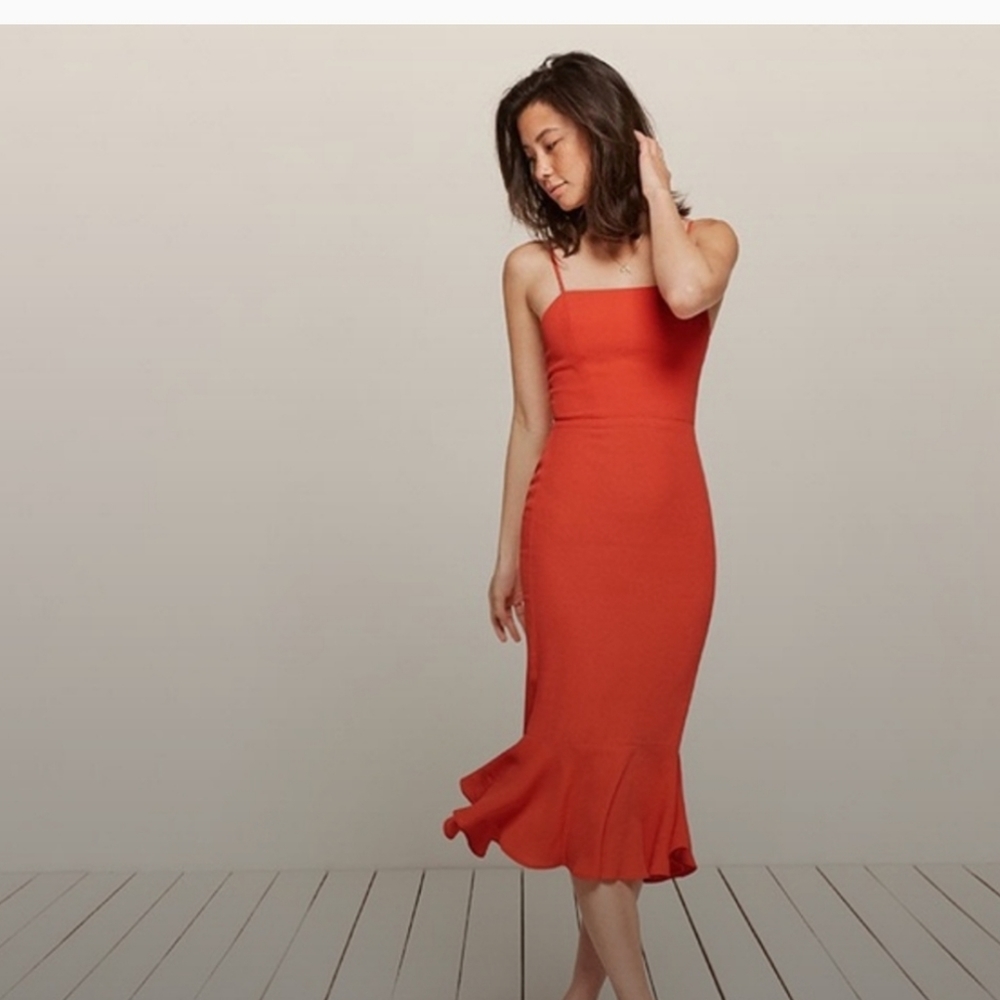 Reformation Moxie Dress Size 8 in Fruit Punch orange red